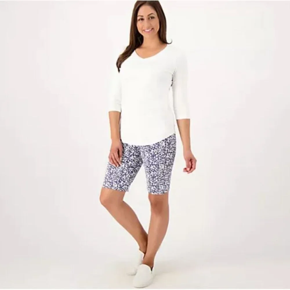 Isaac Mizrahi Live! Tall 24/7 Stretch Bermuda Shorts-Pitch Black, Tall 12